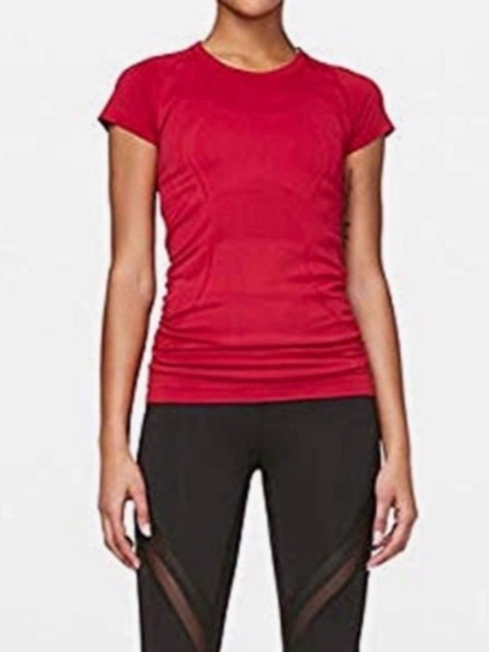 Lululemon Swiftly Tech Short Sleeve Crew Hip Length Red Seamless Top Size 6